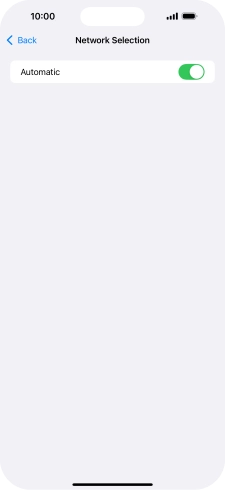 Press the indicator next to 'Automatic' to turn automatic network selection on or off.