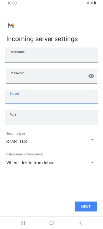 Press the field below 'Port' and key in 110.