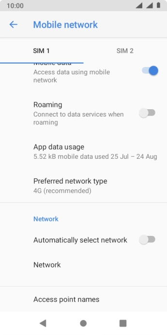 Press the indicator next to 'Automatically select network' to turn on the function.
