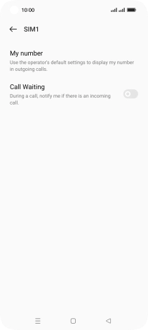 Press the indicator next to 'Call Waiting' to turn the function on or off.