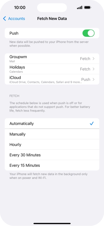 Press the indicator next to 'Push' to turn the function on or off.