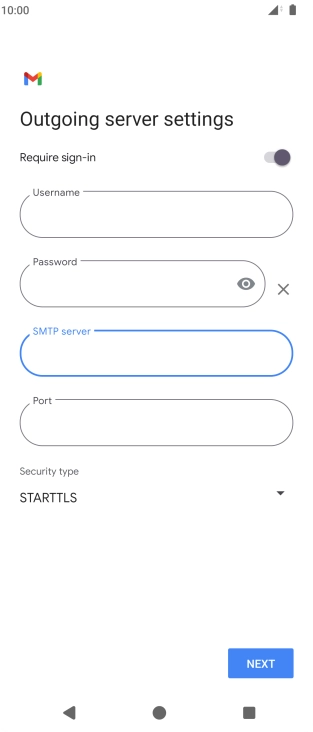 Press the field below 'Port' and key in 587.