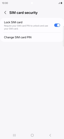 Press the indicator next to 'Lock SIM card' to turn the function on or off.