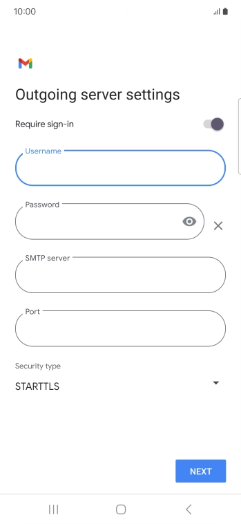 Press the field below 'Password' and key in the password of your email provider's outgoing server.
