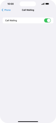 Press the indicator next to 'Call Waiting' to turn the function on or off.