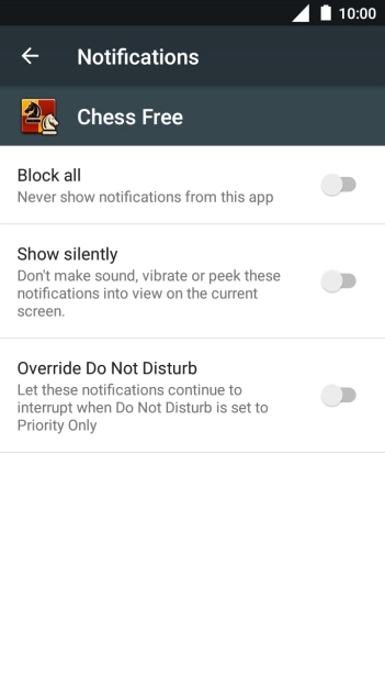 Press the indicator next to 'Block all' to turn the function on or off.