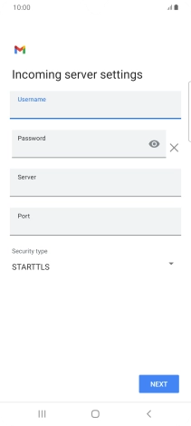Press the field below 'Server' and key in the name of your email provider's incoming server.