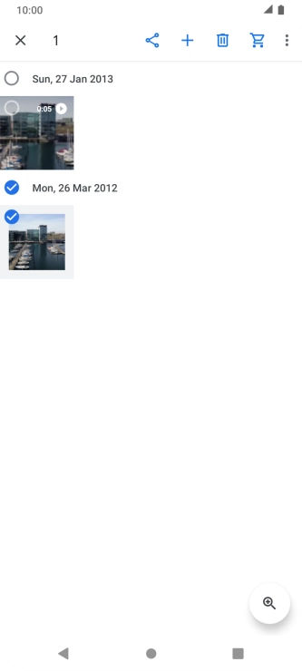Press the required pictures or video clips to add them.