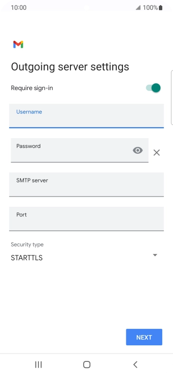 Press the field below 'Password' and key in the password of your email provider's outgoing server.