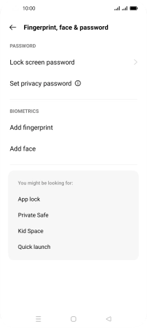 Press Lock screen password and key in the additional phone lock code you created earlier.