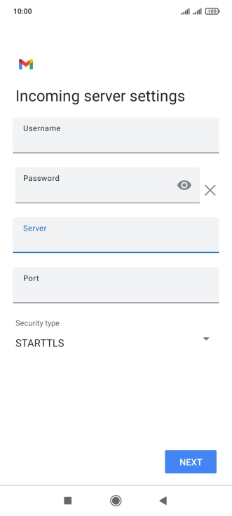 Press the field below 'Port' and key in 143. Press the field below 'Port' and key in 143.