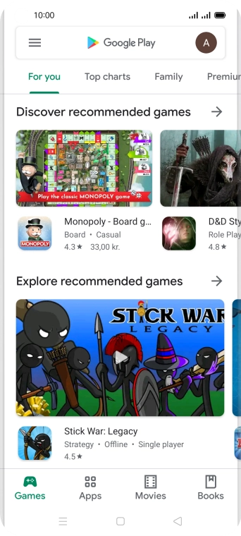 Press the search field.
