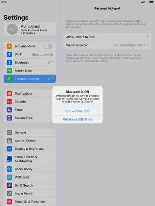 If WiFi is turned on, press Wi-Fi and USB Only.