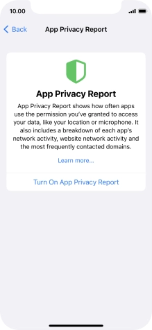 Press Turn On App Privacy Report to turn on the function.