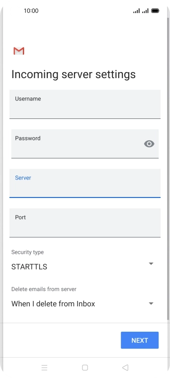 Press the field below 'Port' and key in 110.