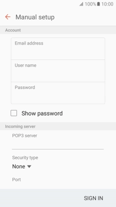 Press the field below 'POP3 server' and key in the name of your email provider's incoming server.