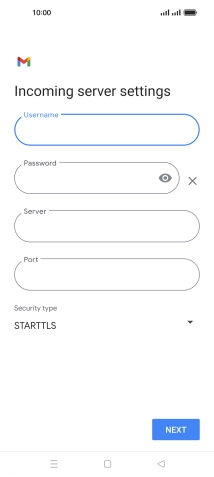 Press the field below 'Server' and key in the name of your email provider's incoming server.