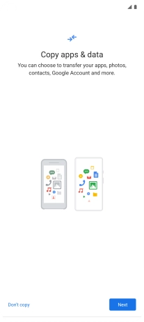 You can transfer the contents of another phone to your phone when it's activated for the first time and after a factory reset. When this screen is displayed, your phone is ready to transfer contents from another phone.