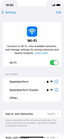 Press the required WiFi network and key in the password for the WiFi network.