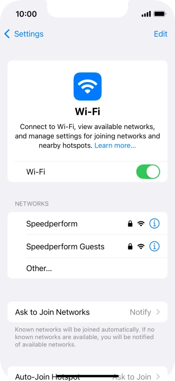 Press the required WiFi network and key in the password for the WiFi network.