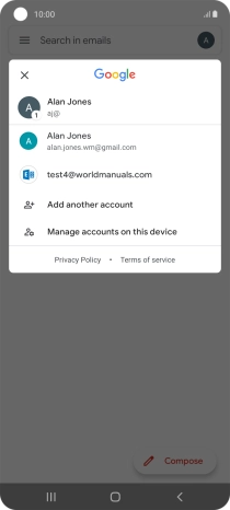 Press the required email account.