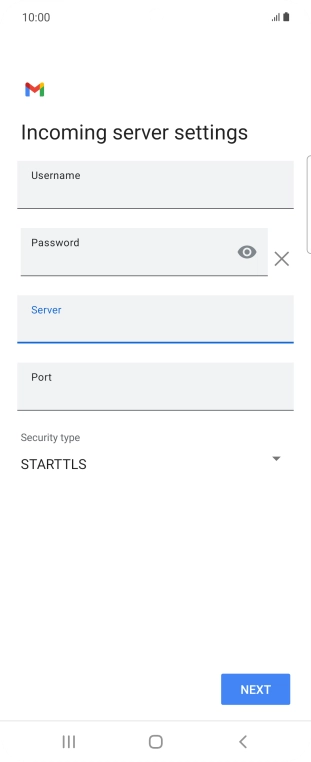 Press the field below 'Port' and key in 143.