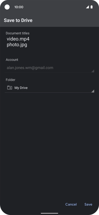 Press the field below 'Folder' and go to the required folder.