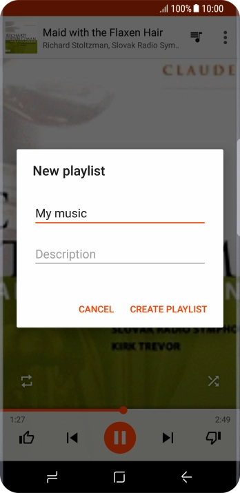 Key in a name for the playlist and press CREATE PLAYLIST.