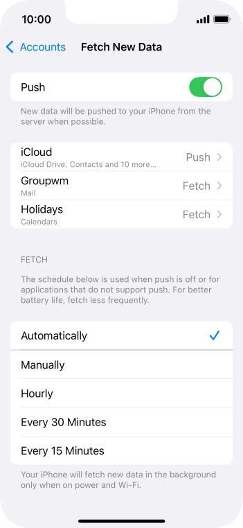 Press the indicator next to 'Push' to turn the function on or off.
