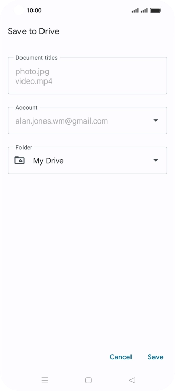 Press the field below 'Folder' and go to the required folder.