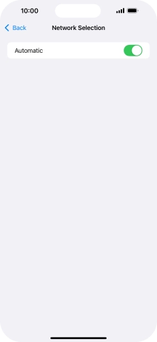 Press the indicator next to 'Automatic' to turn automatic network selection on or off.