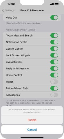 If you turn on the function, press Enable.