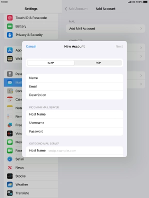 Press Host Name and key in the name of your email provider's outgoing server.