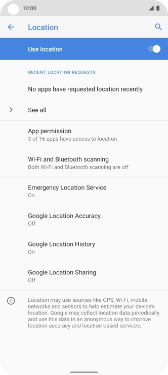 Press Google Location Accuracy.
