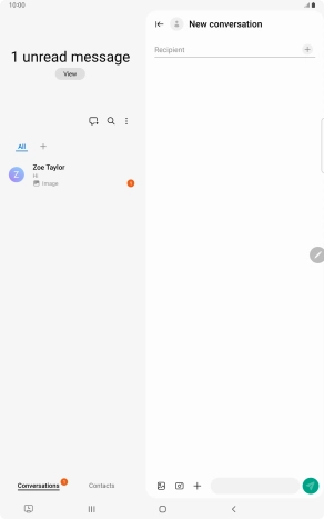 Press the search field and key in the first letters of the recipient's name.