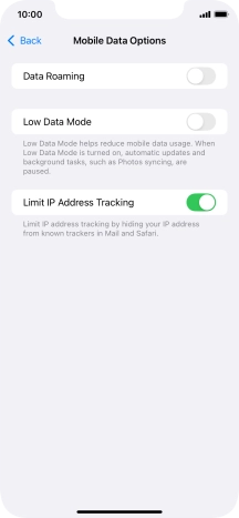 Press the indicator next to 'Low Data Mode' to turn the function on or off.