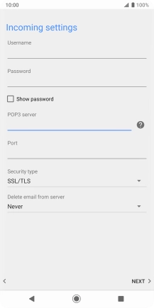 Press the field below 'Port' and key in 110.