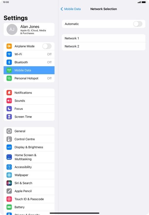 If you turn off the function, press the required network.
