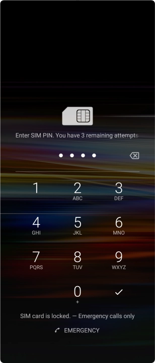 Key in your SIM PIN and press the confirm icon. The default SIM PIN is 0000.
