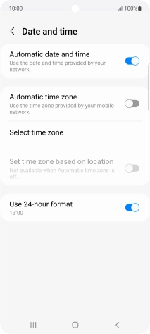 Press the indicator next to 'Automatic time zone' to turn on the function.