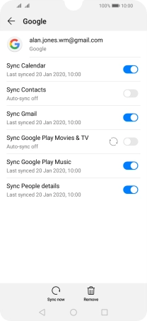Press the indicator next to 'Sync Contacts' to turn on the function.