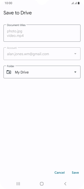 Press the field below 'Folder' and go to the required folder.
