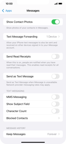 Press the indicator next to 'Send as Text Message' to turn the function on or off.