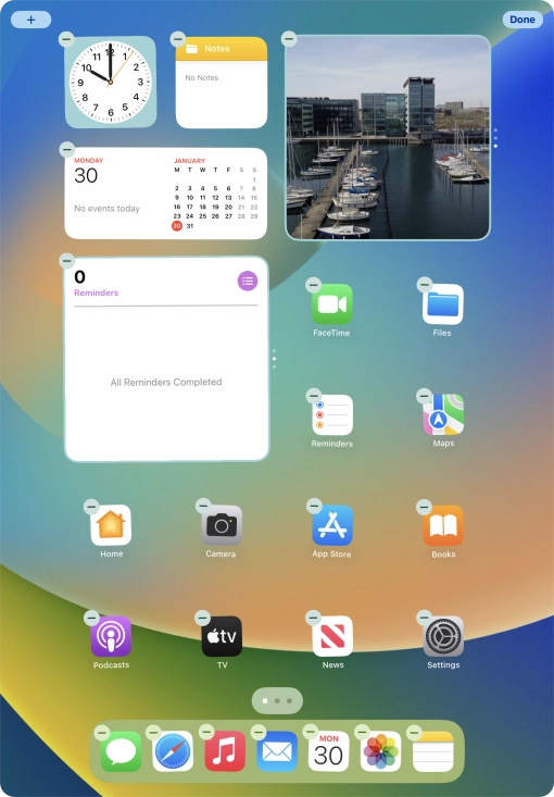 Press the home screen icon.
