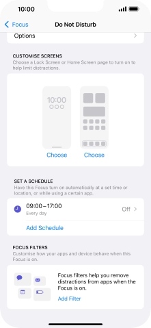 Press Add Schedule and follow the instructions on the screen to select settings for automatic activation of Do Not Disturb.