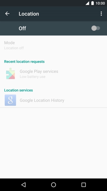 Press the indicator next to 'Location' to turn the function on or off.