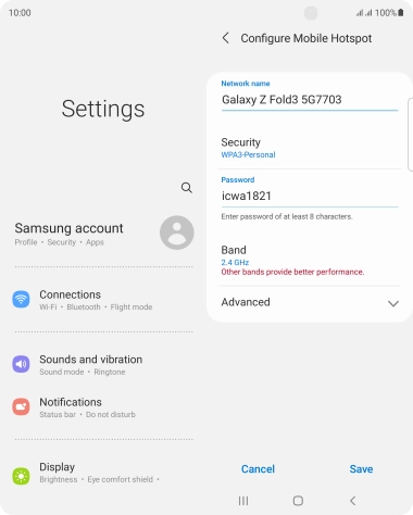 Press the field below 'Password' and key in the required password.