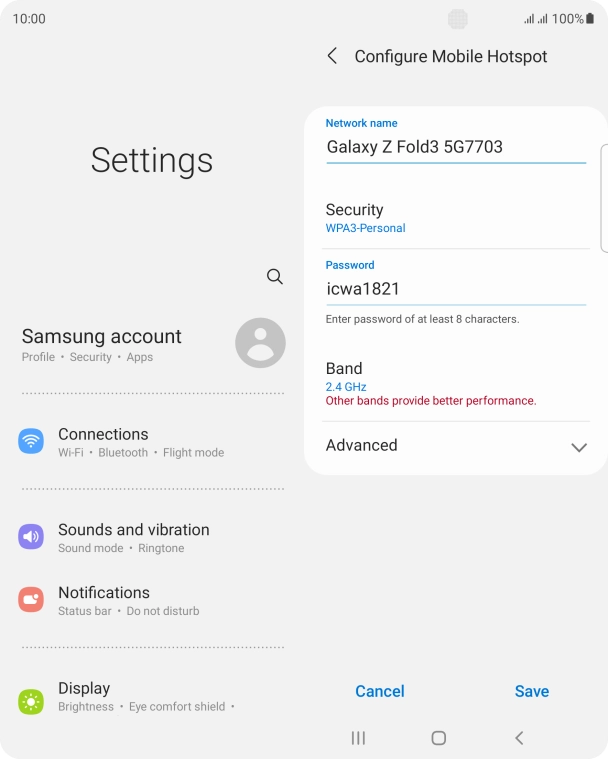 Press the field below 'Password' and key in the required password.