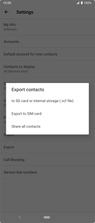 Press Export to SIM card.