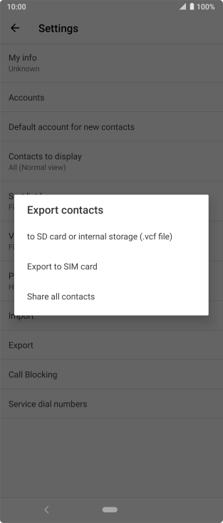 Press Export to SIM card.